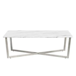 Paige Coffee Table - White/Stainless Steel -CozyNest Store 010156245 65054.1690285983.386.513