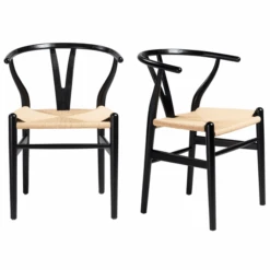 Tia Dining Chair Black/Natural - Set Of 2